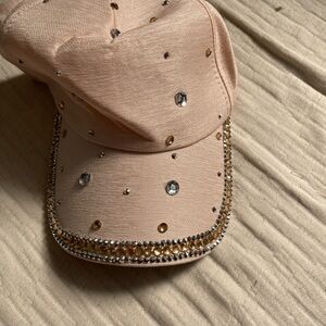 Elegant Embellished Cap in Pink and Gold Brand new